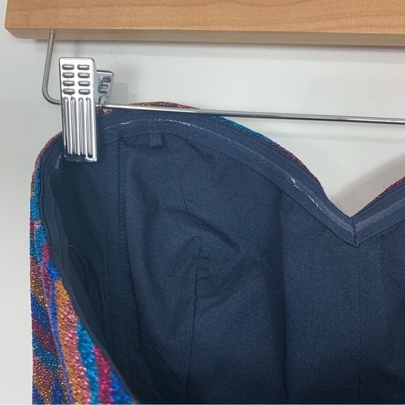 NWT Dress the Population Rosalie Strapless Metallic Chevron Dress Size XS - Picture 7 of 16